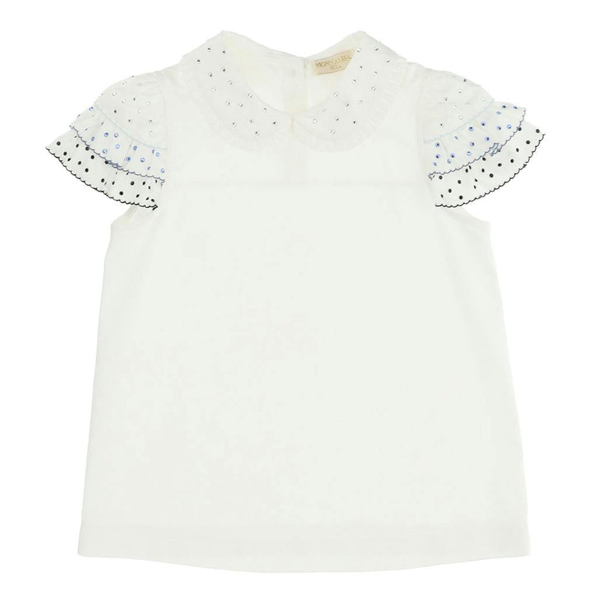 Cream Sateen T-Shirt With Rihnestones