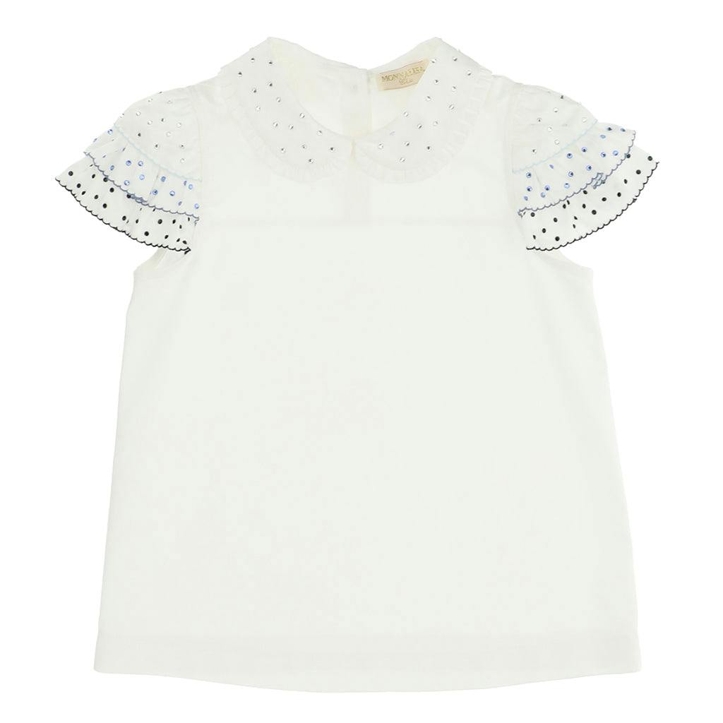 Cream Sateen T-Shirt With Rihnestones