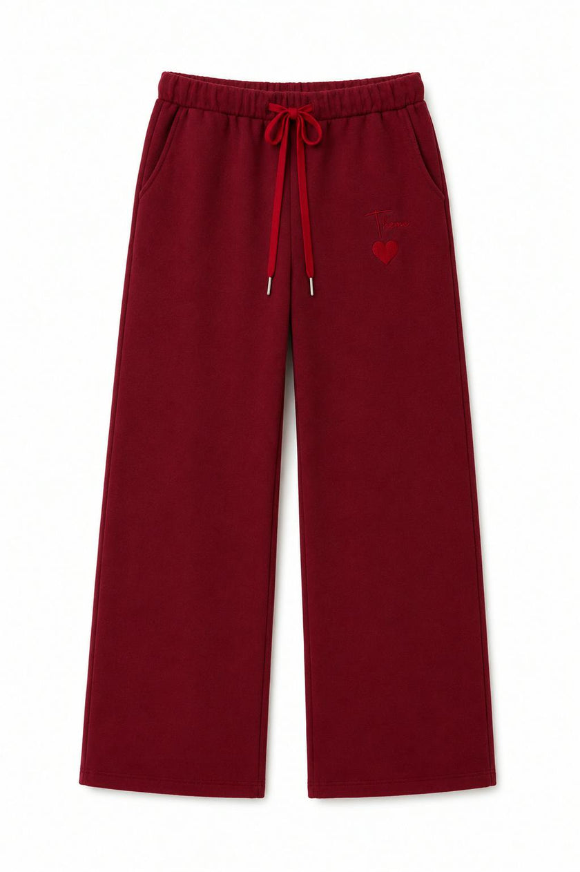 Cami Merlot French Terry Wide Leg Jogger - Ace