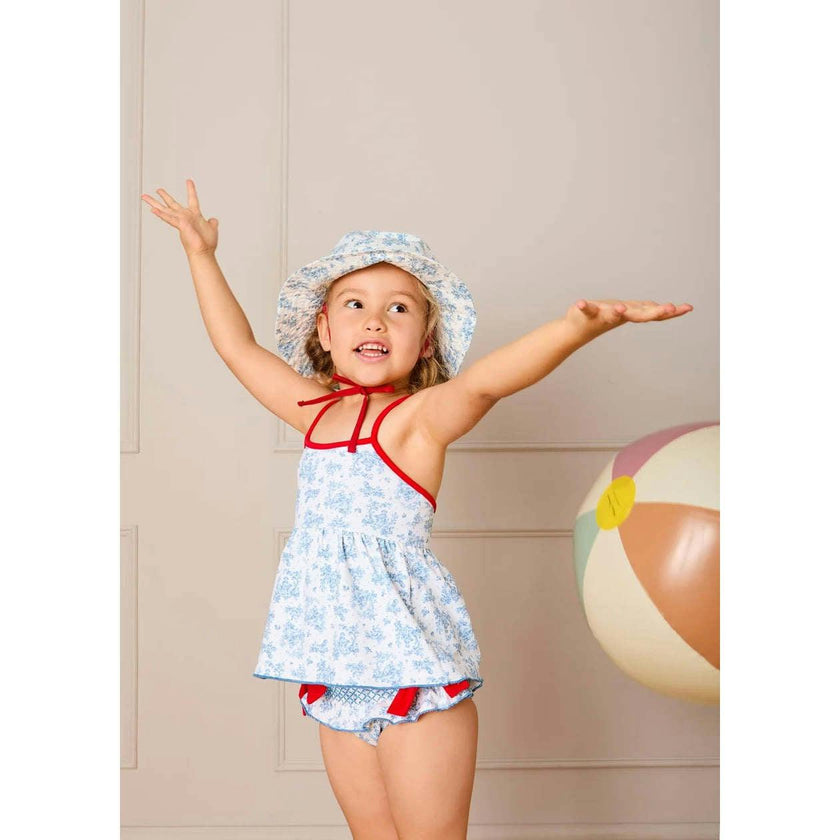 Audrey Toile Beach Hat in Blue (S-L)