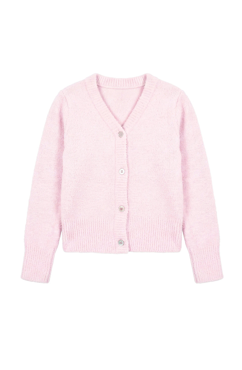 Gracie V-neck Cardigan Sweater - Pink
