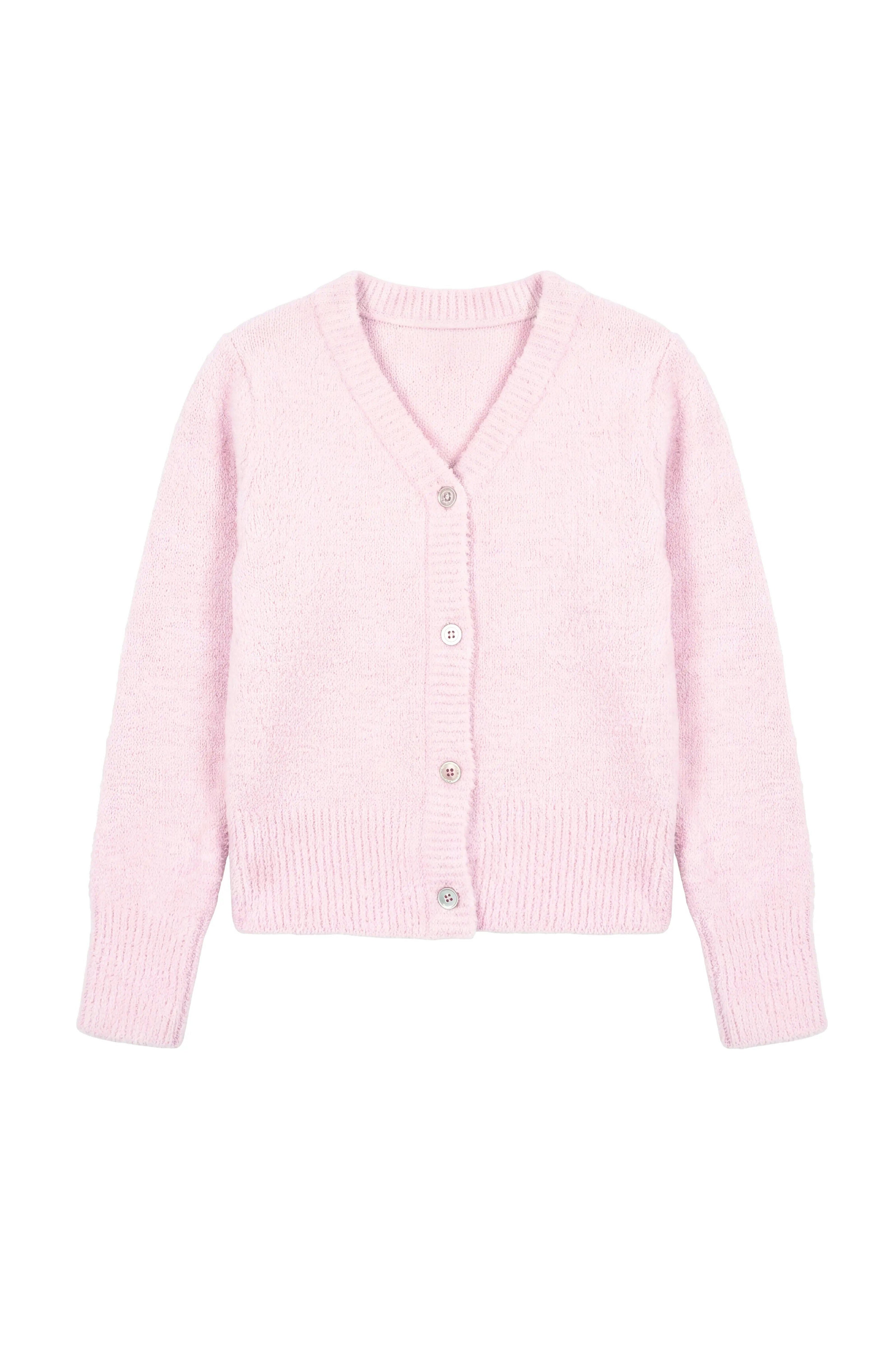 Gracie V-neck Cardigan Sweater - Pink