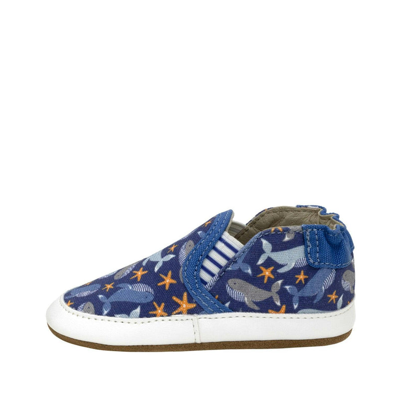 Whale Tale Soft Soles in Dark Blue