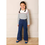 Sailor Stripe Floral Embroidered Mariner Collar Top in White (2-12yrs)