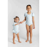Floral Print One Piece Rashguard with Bow