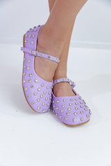 Lavender Studded Ballet Flats