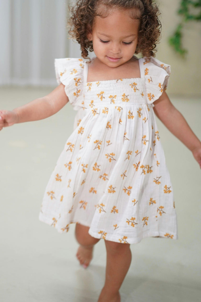 Haven | Organic Muslin Flare Dress | Ecru