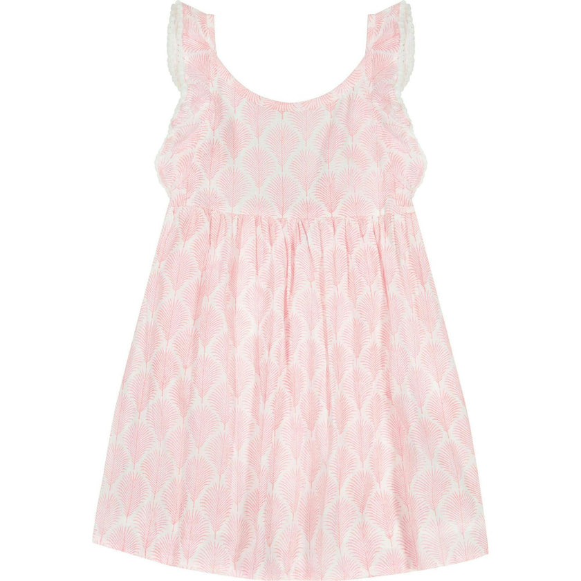 Daphne Girl's Flutter Sleeve Dress Pink Feather, Pink