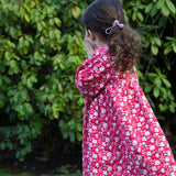 Toddler Floral Print Lace Trim Long Sleeve Dress