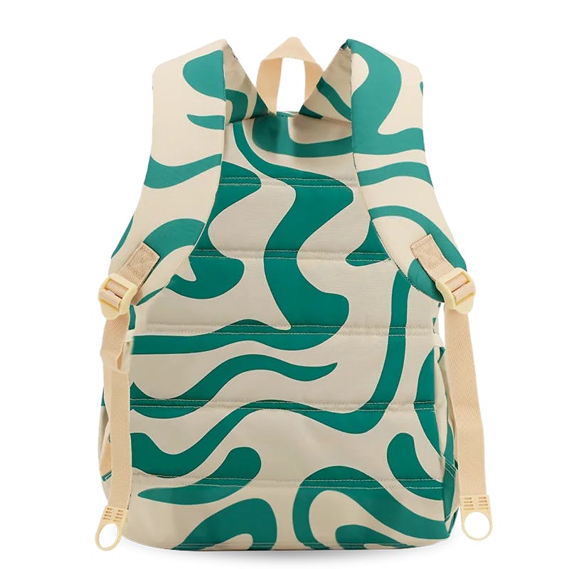 Oz Daypack Backpack with Doodle Large Pencil Case in Green Swirl