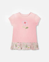 Organic Cotton Bi-Material Tunic With Ruffle