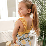 Yellow Gingham Ruffle Square Neck Swimsuit