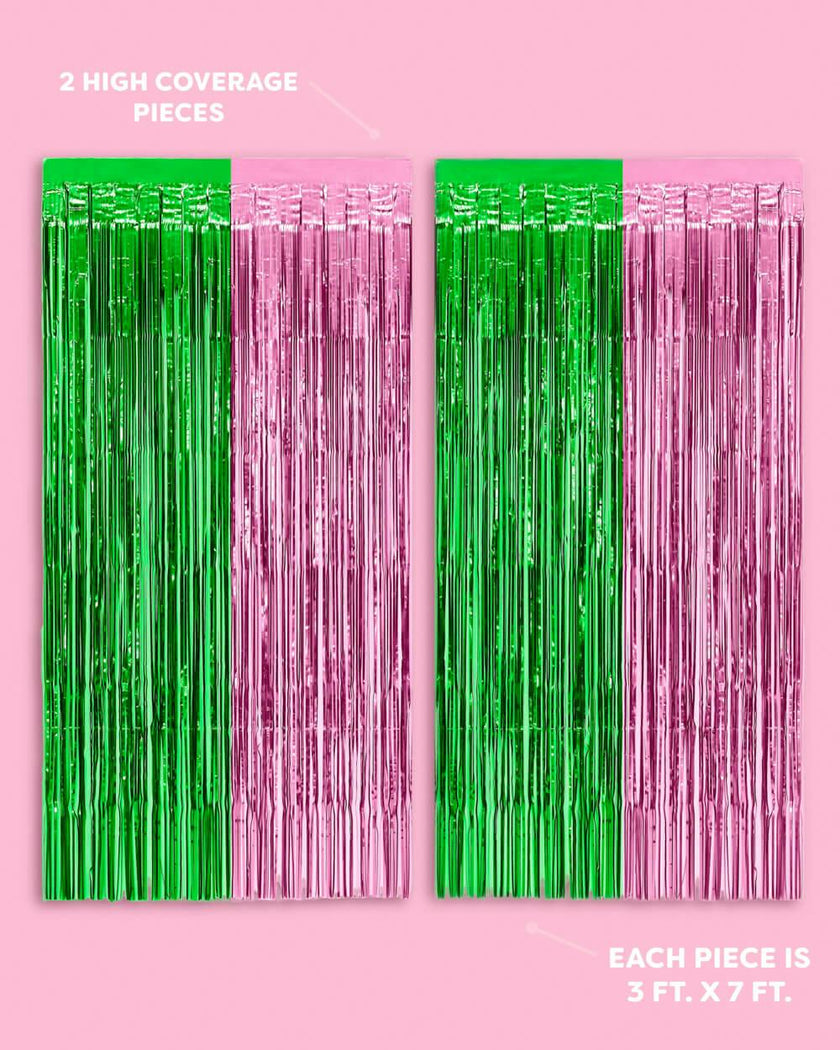 Pink + Green Curtain - pink + green foil curtain