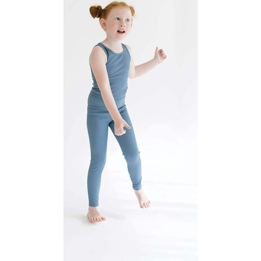 Sporty Ribbed Leggings, Blue