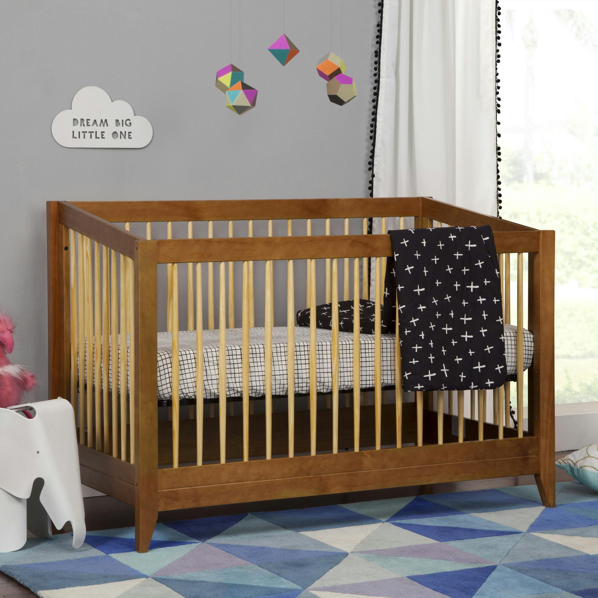 Sprout 4-in-1 Convertible Crib with Toddler Bed in Chestnut & Natural Conversion Kit