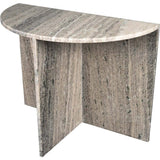 Patrice 20" Art Deco Minimalist Natural Marble Handmade Demilune Side Table