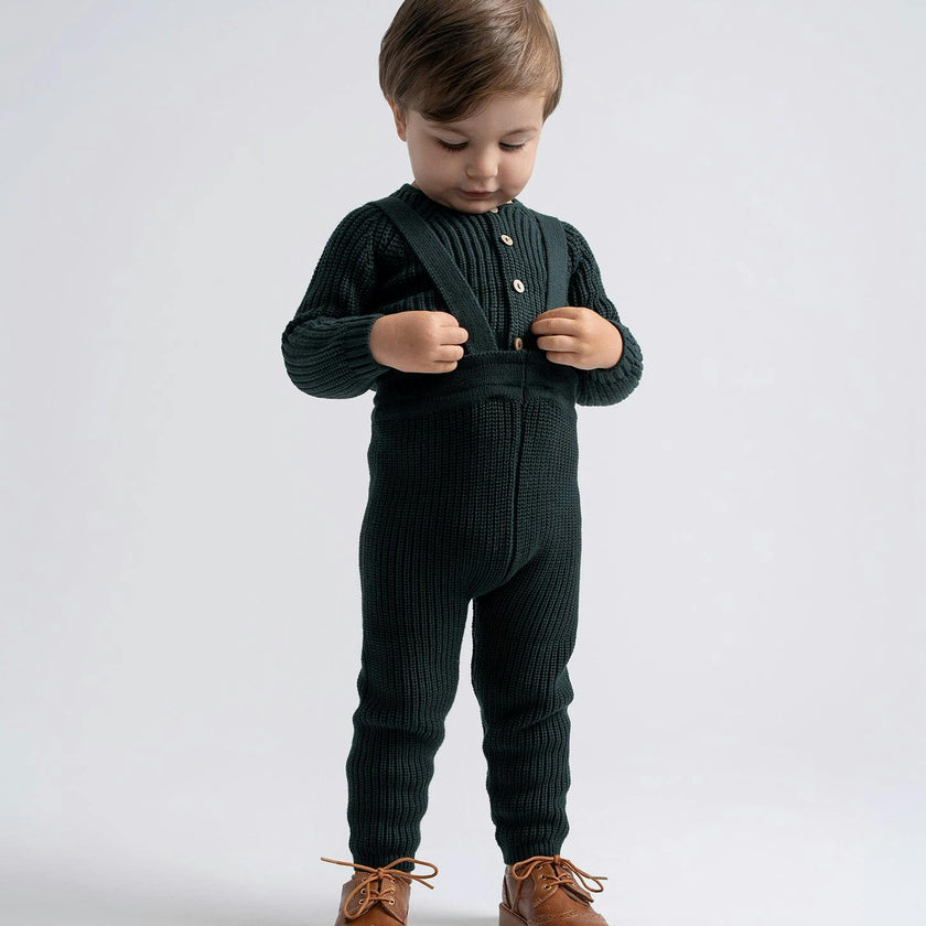 Overall Rib Knit Set Forest