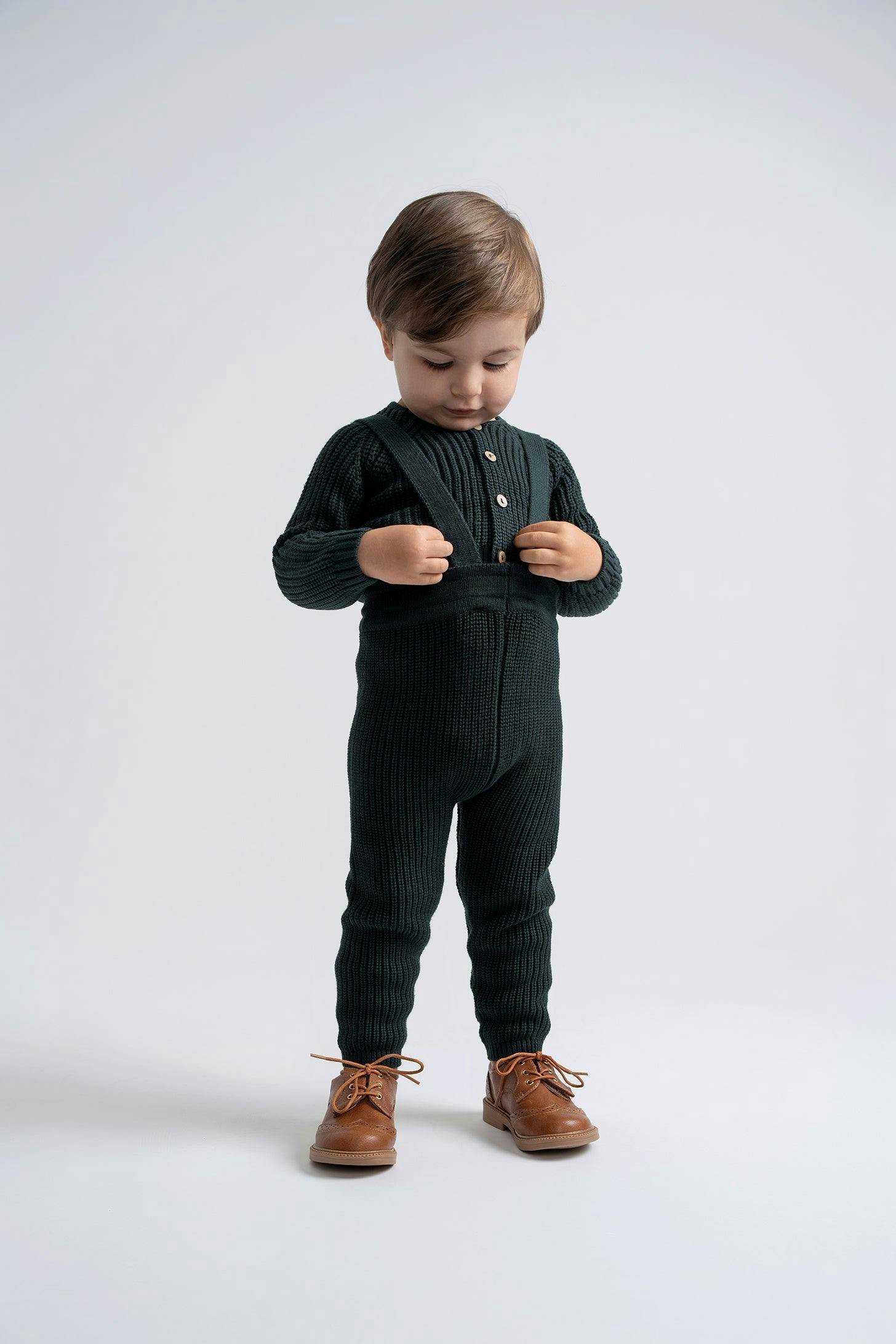 Overall Rib Knit Set Forest