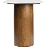 Milos 18" Rustic Minimalist Square Marble/Wood Accent Table
