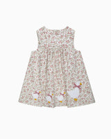 Baby Cord Ditsy Floral Duck Pinafore in Pink