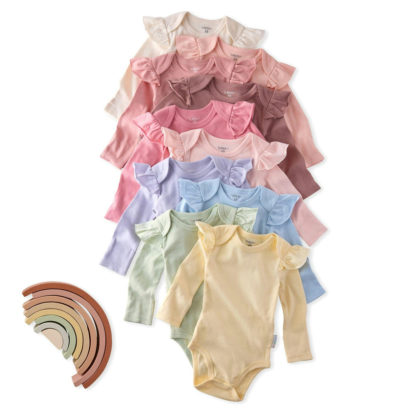 ASHLEY 10-Pack Long Sleeve Ruffle Bodysuits