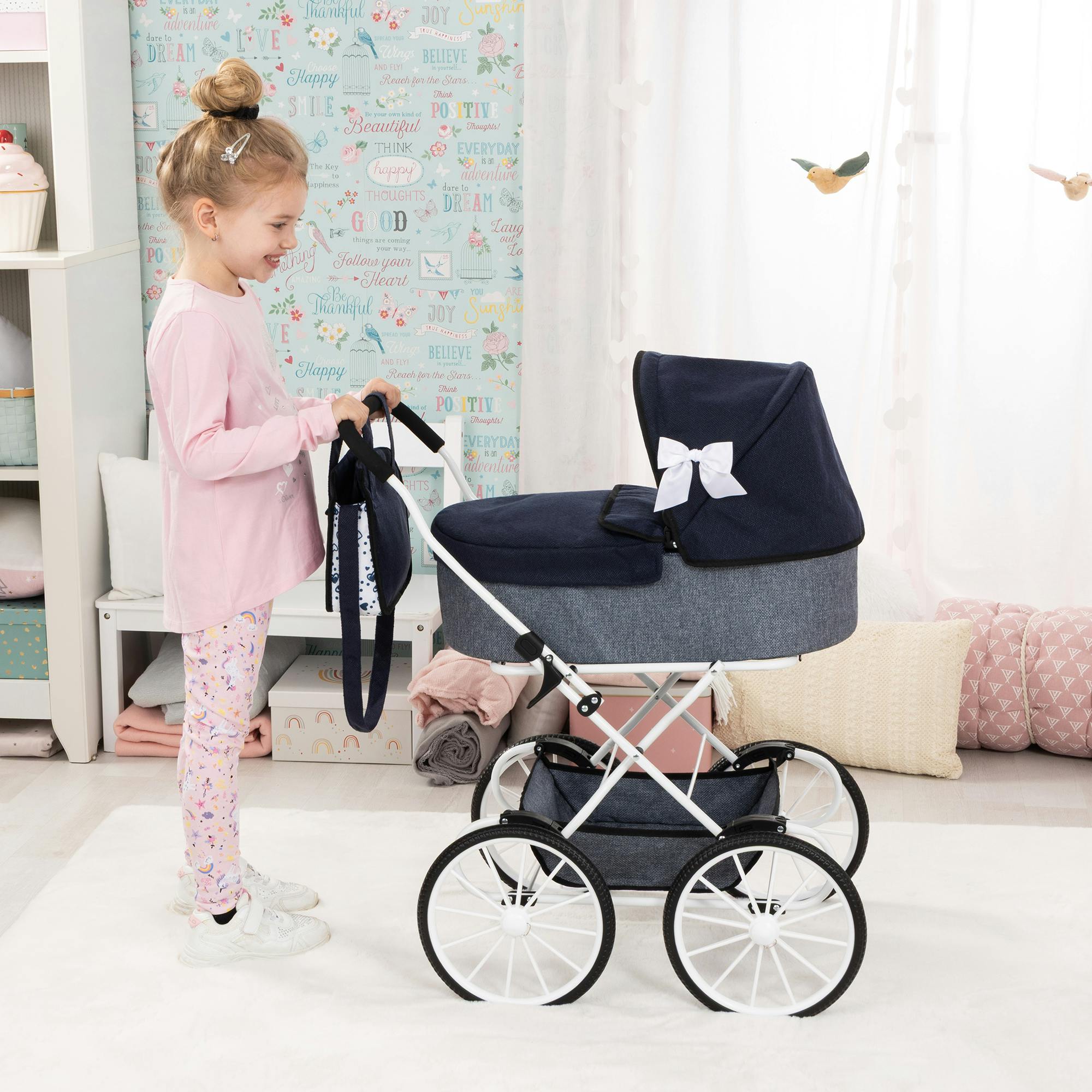 Bayer Design Dolls: Pram Classic - Navy & Grey
