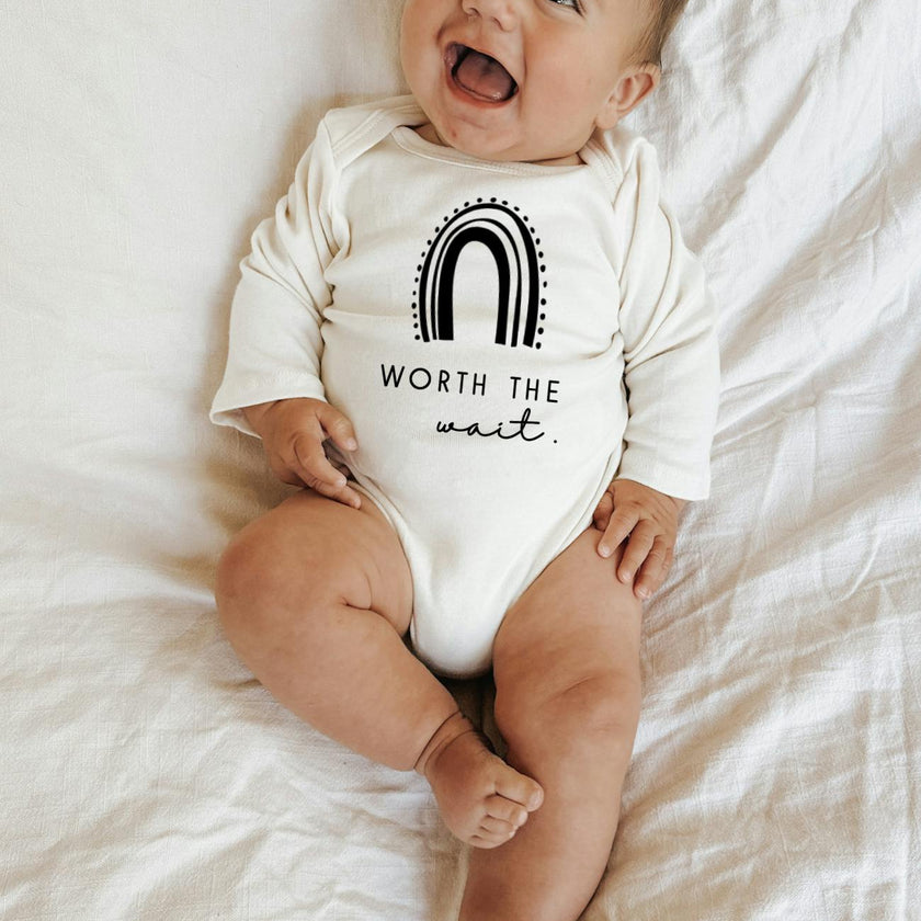 Worth the Wait Rainbow Organic Bodysuit Long Sleeve