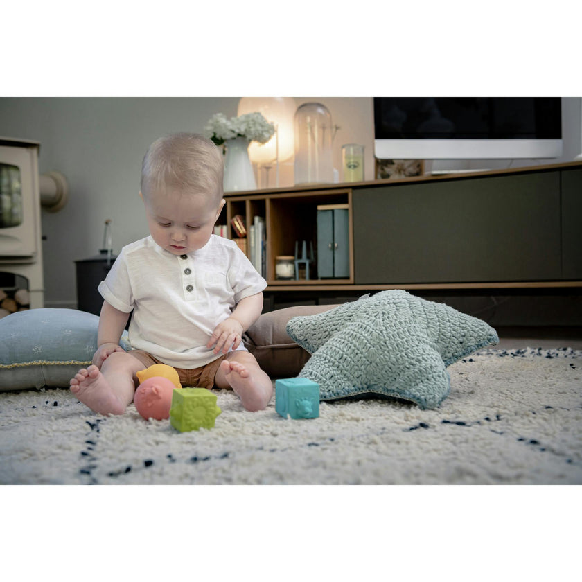 So’Pure Natural Rubber Cube & Ball Teether Set