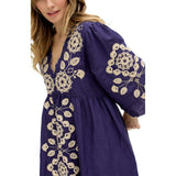 Arianna V- Neck Embroidered Maxi Dress
