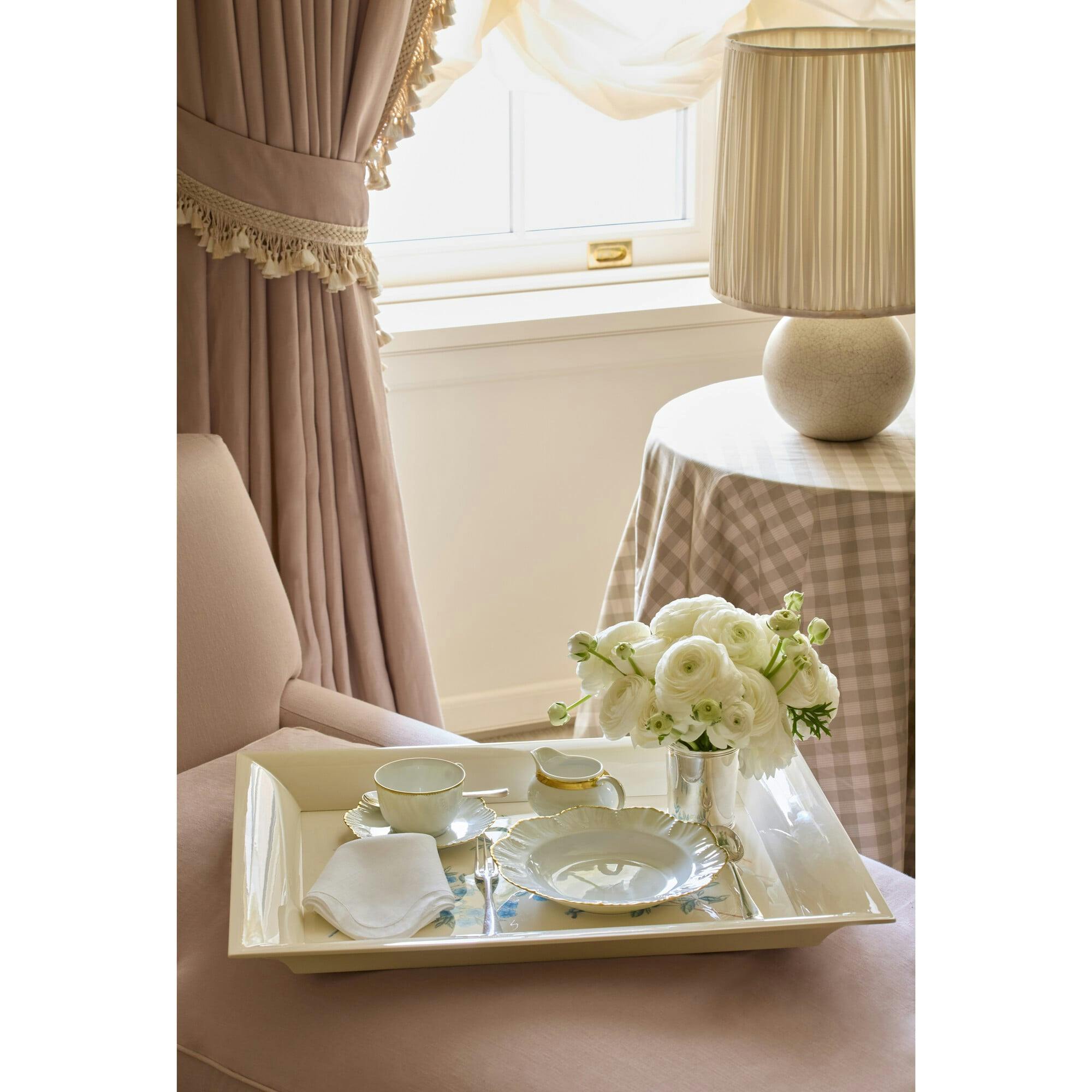 Aerin X Gracie Lacquer Serving Tray, Cream
