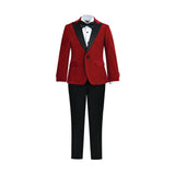 Red Velvet Suit with Black Accents