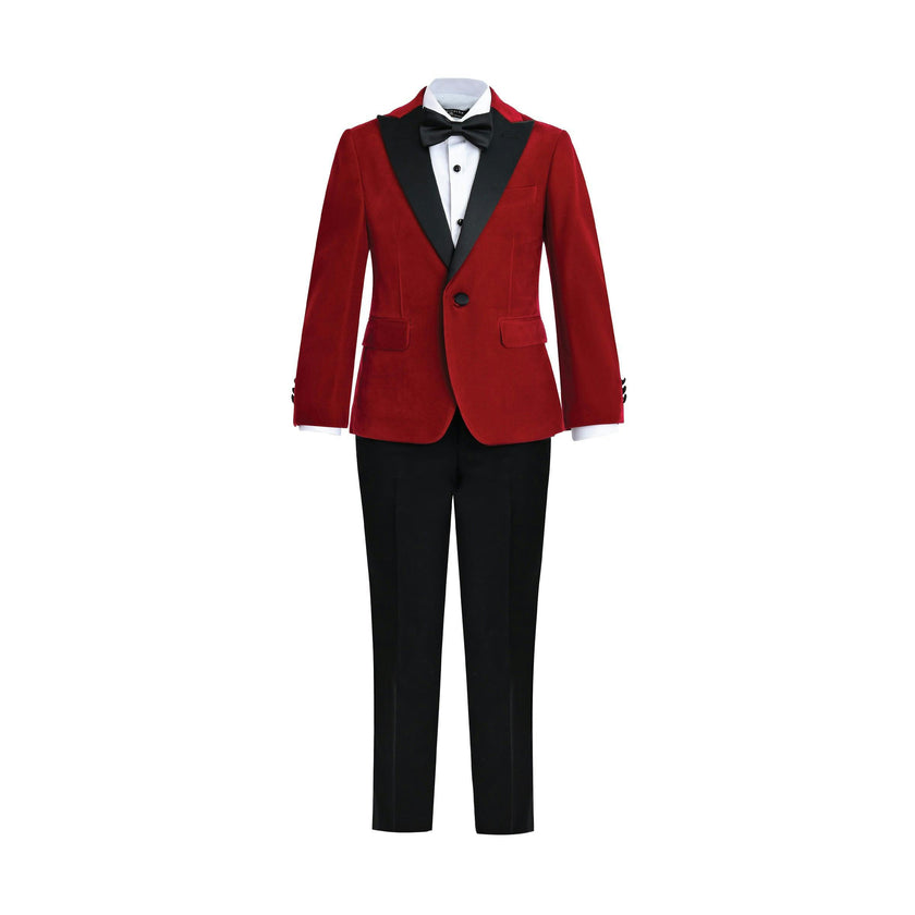 Red Velvet Suit with Black Accents