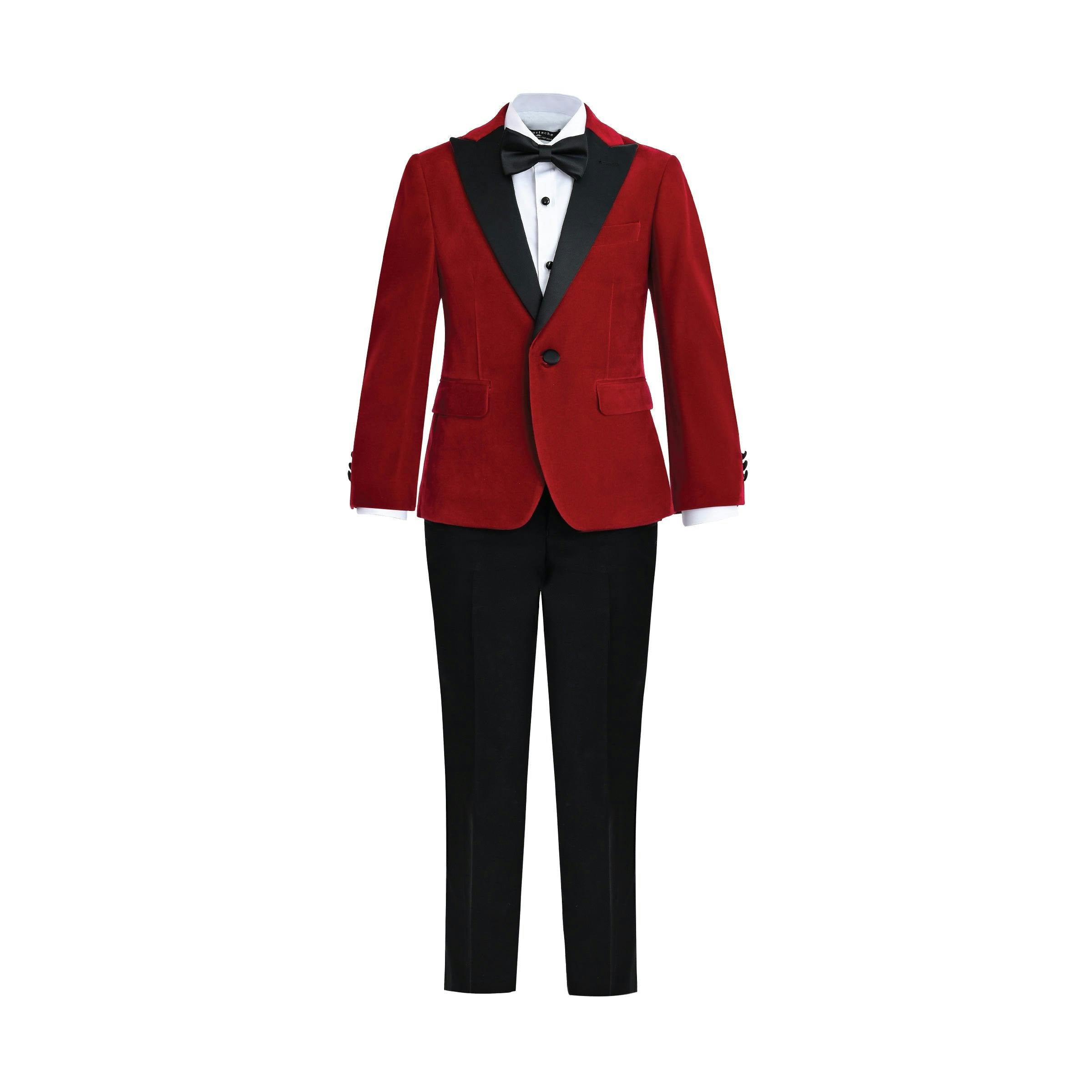 Red Velvet Suit with Black Accents