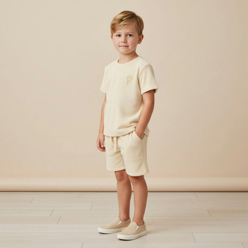 Organic Terry Tee & Shorts Set - Butter Yellow