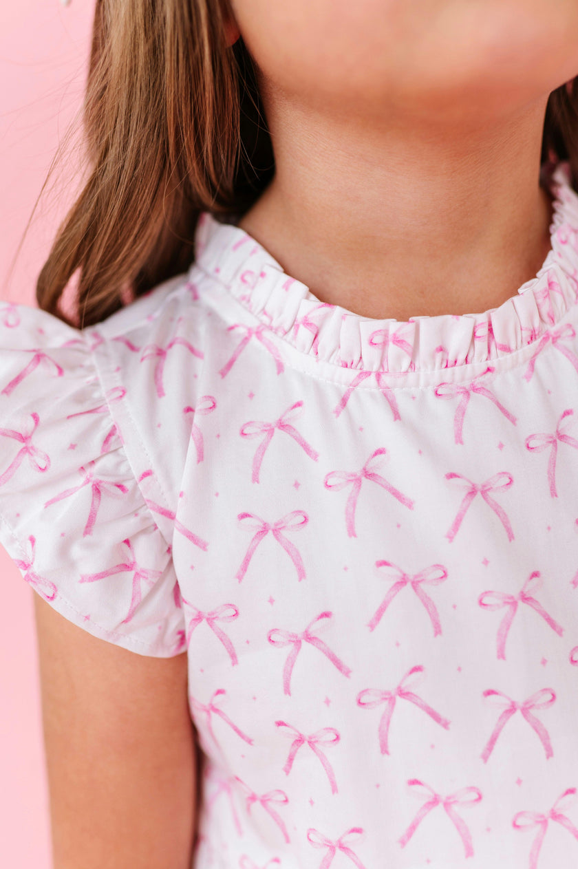 Blush Bows Ruffle Dress