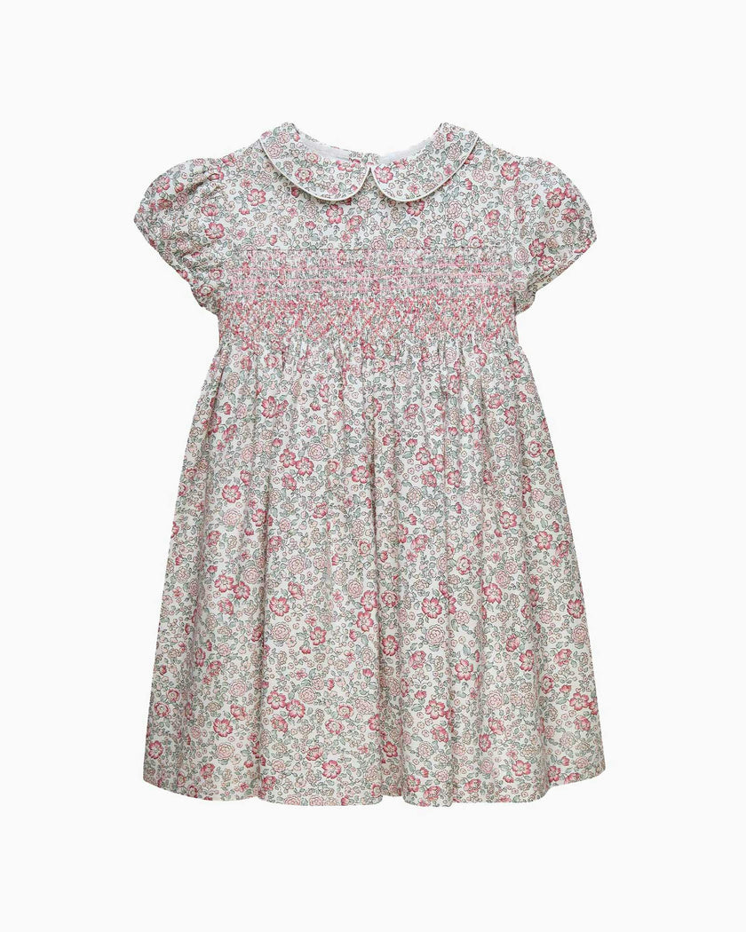 Arabella Floral Smocked Dress in Pink