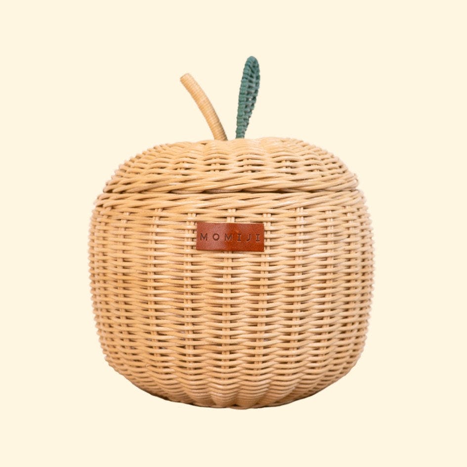 Handcrafted - Apple Rattan Storage Basket Natural (Small) - Rattan Wicker