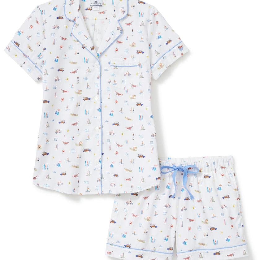 Women's Twill Short Sleeve Short Set in Summer Nostalgia