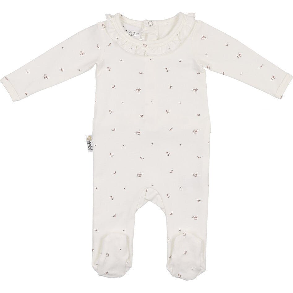 Floral Ruffle Footie and Beanie Set