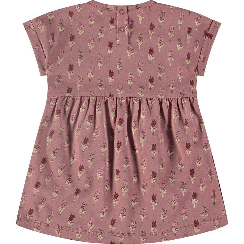 Flower Print Round Neck Short Sleeve Dress