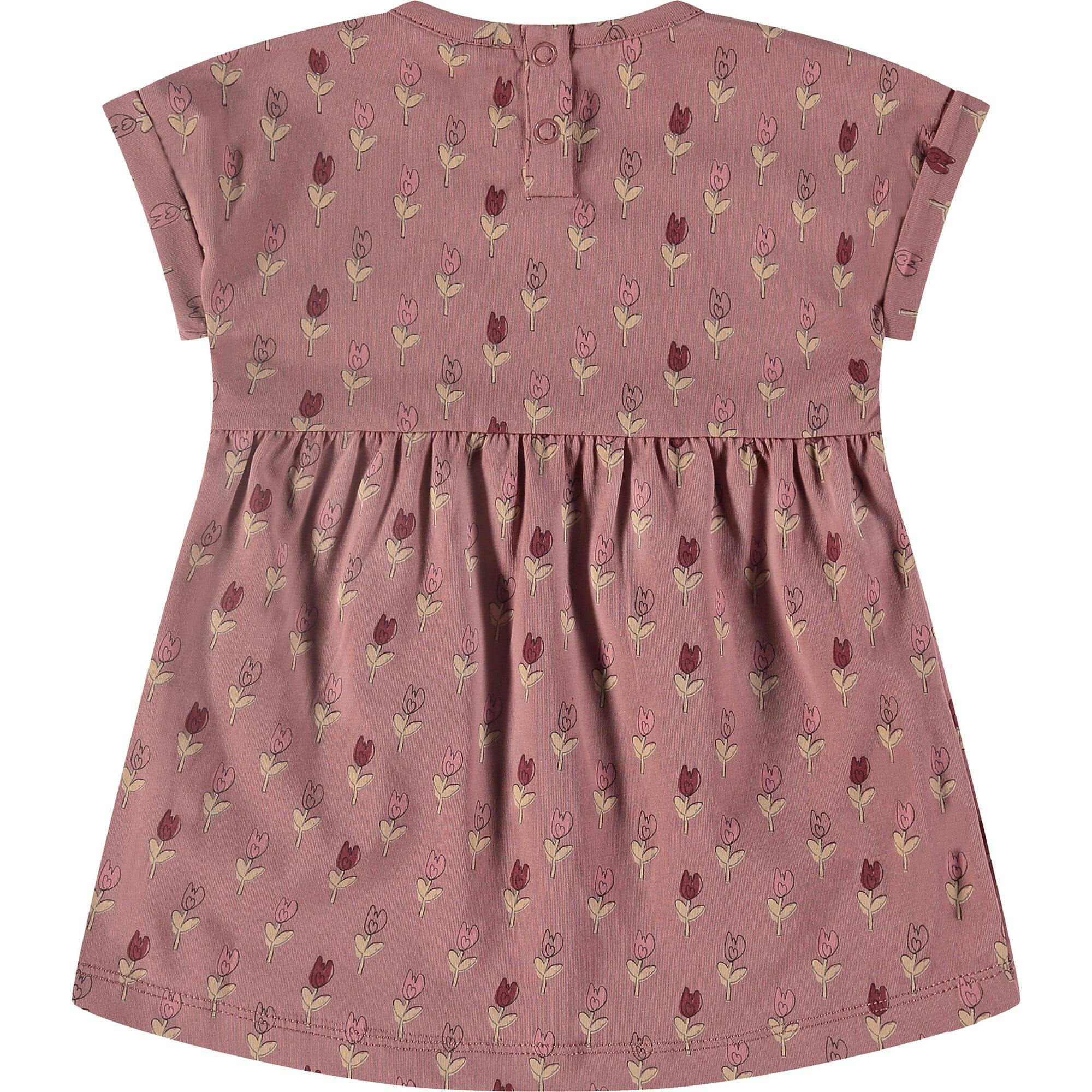 Flower Print Round Neck Short Sleeve Dress