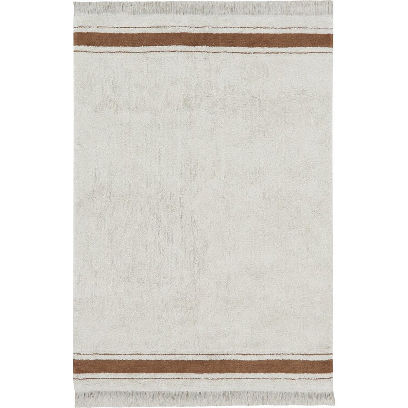 Gastro Classic Striped Tea Cloth-Inspired Washable Rug. Brown