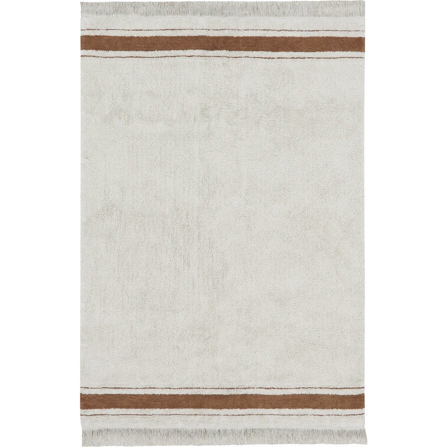 Gastro Classic Striped Tea Cloth-Inspired Washable Rug. Brown