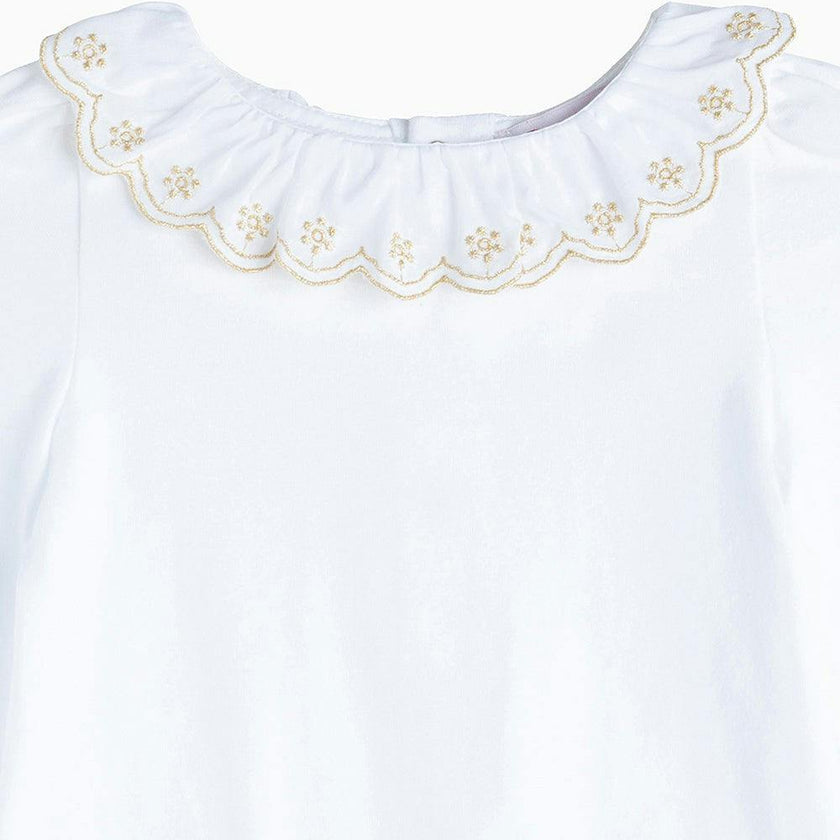 Baby Long-Sleeved Elsa Bodysuit in White/Gold
