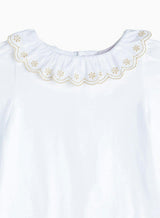 Baby Long-Sleeved Elsa Bodysuit in White/Gold