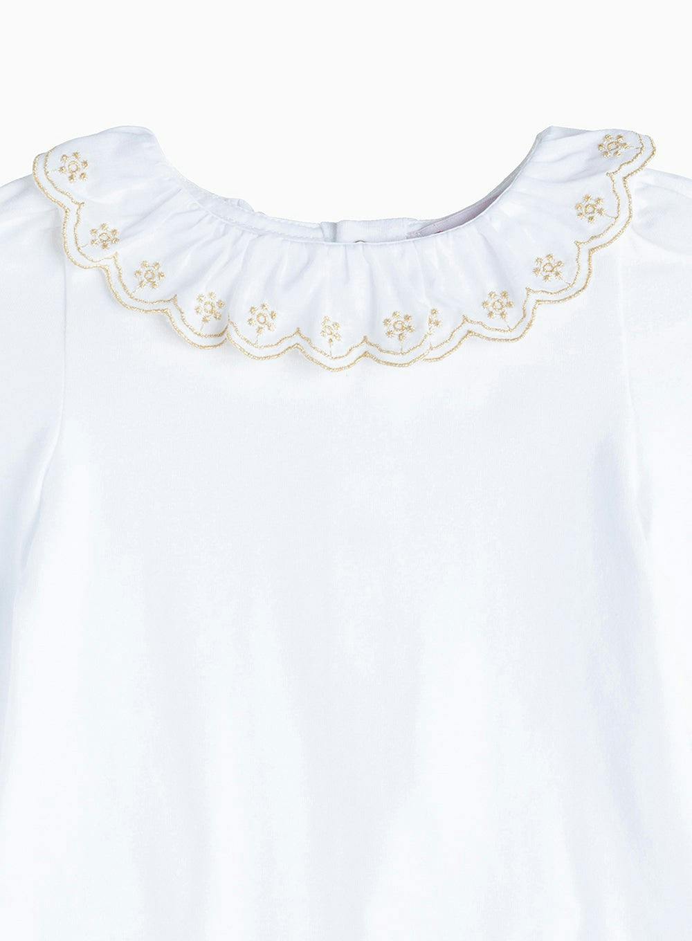 Baby Long-Sleeved Elsa Bodysuit in White/Gold