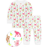 The Organic Long Sleeve Pajama Set [Monkeying Around Pink]