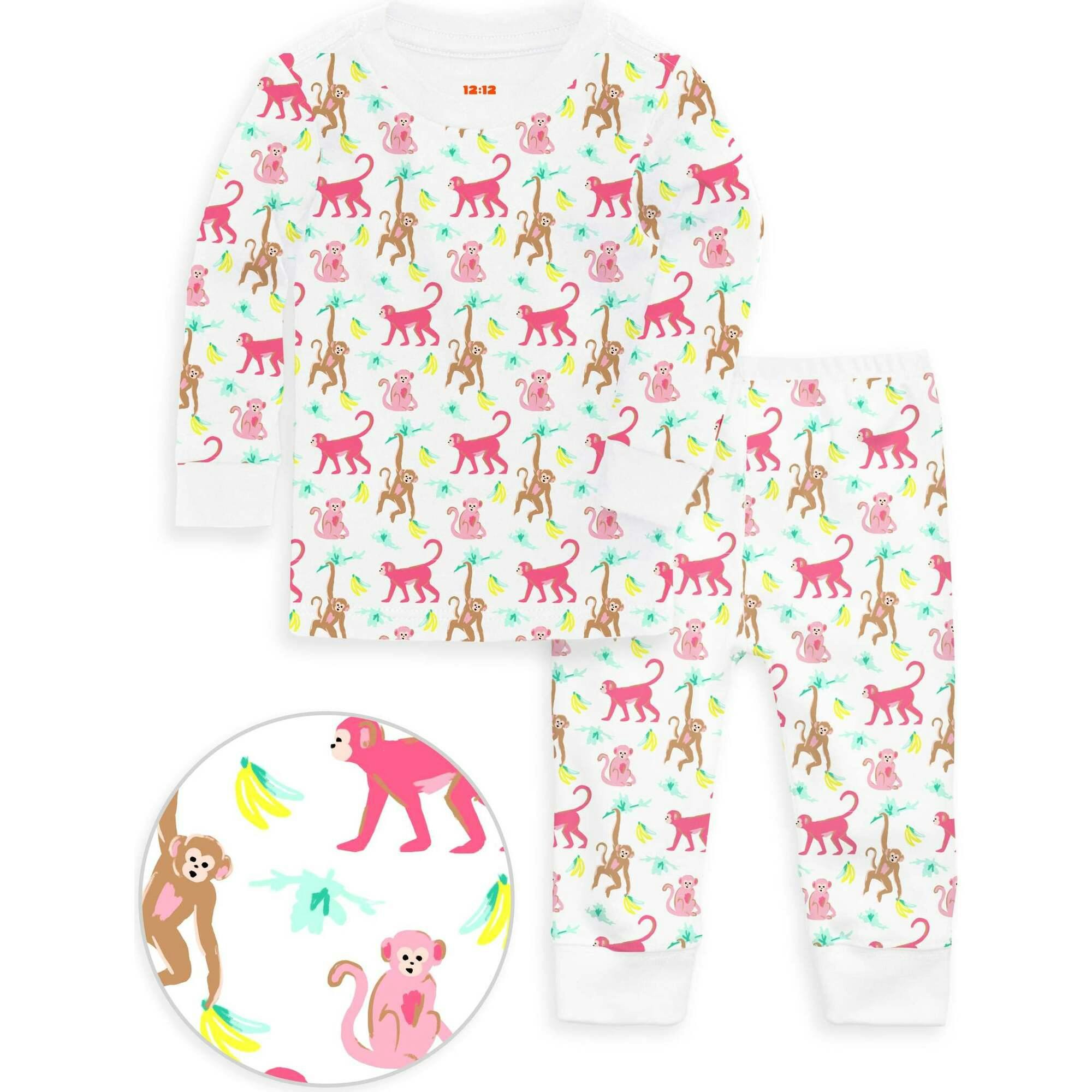 The Organic Long Sleeve Pajama Set [Monkeying Around Pink]