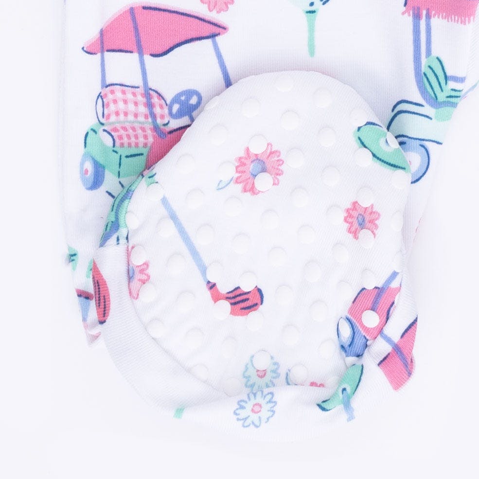 Golf Carts and Flowers - 2 Way Ruffle Back Zipper Footie
