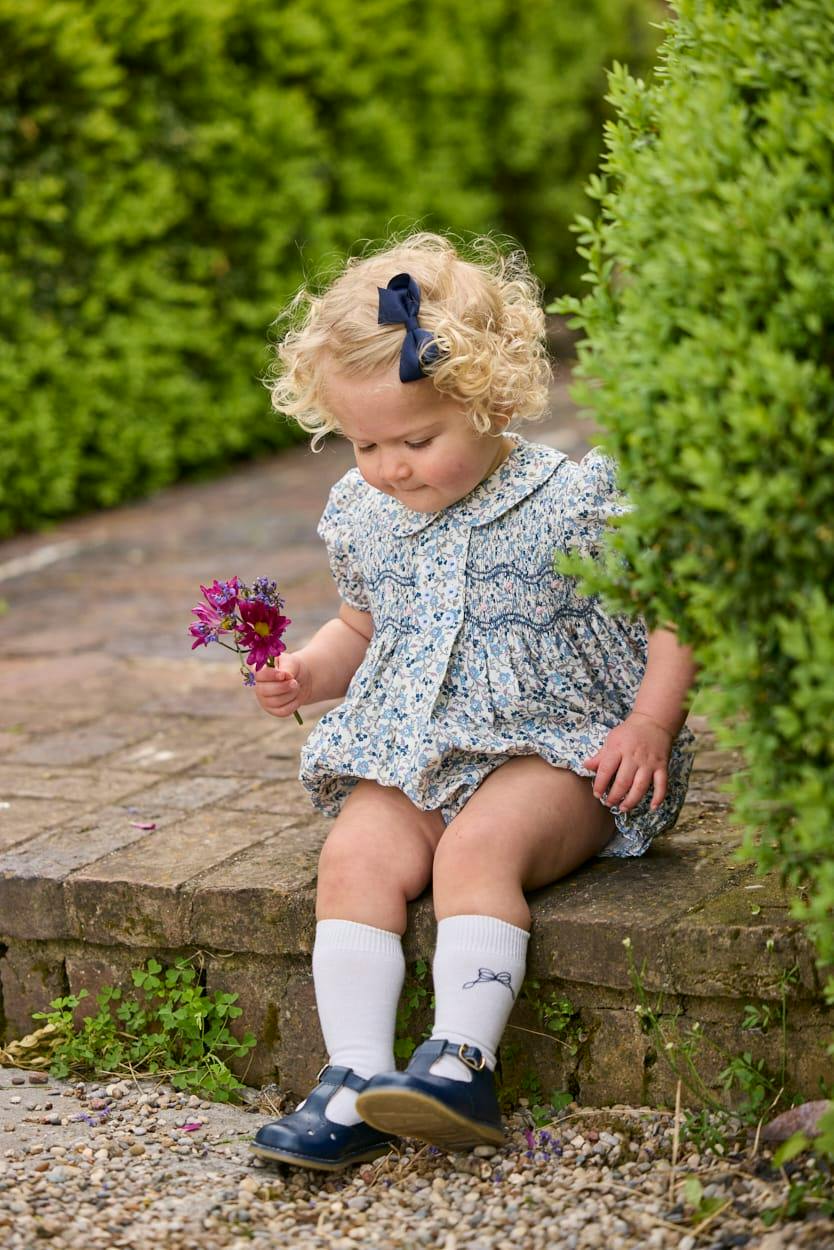 Smocked Bridget Bubble - Wisteria Floral